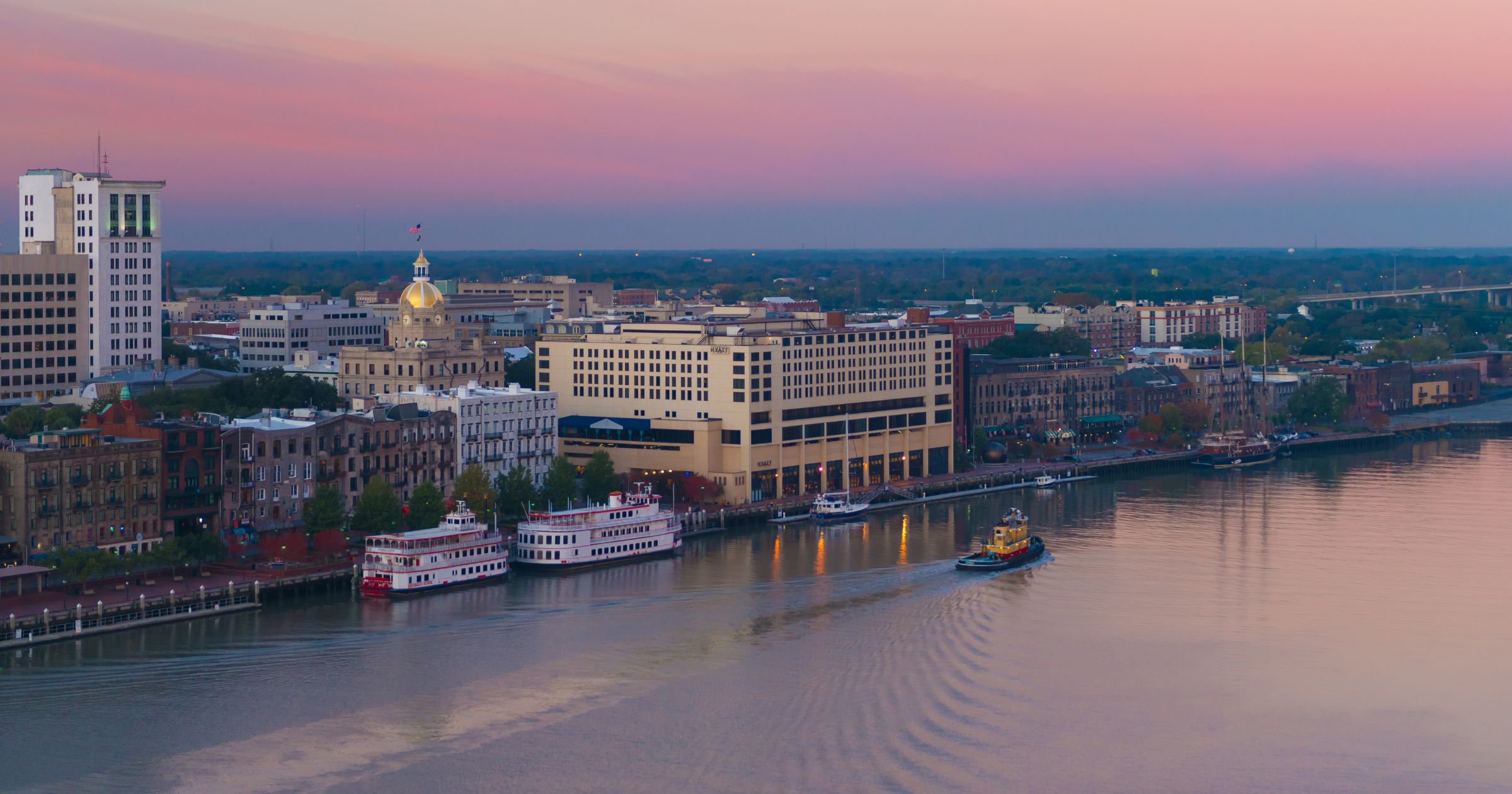 Aerials River Street_Photo courtesy of Historic Tours of America. 2014 Aerial River Street