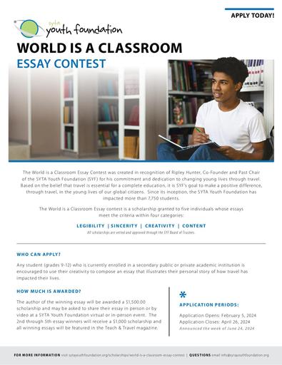 SYF World is a Classroom One Sheet