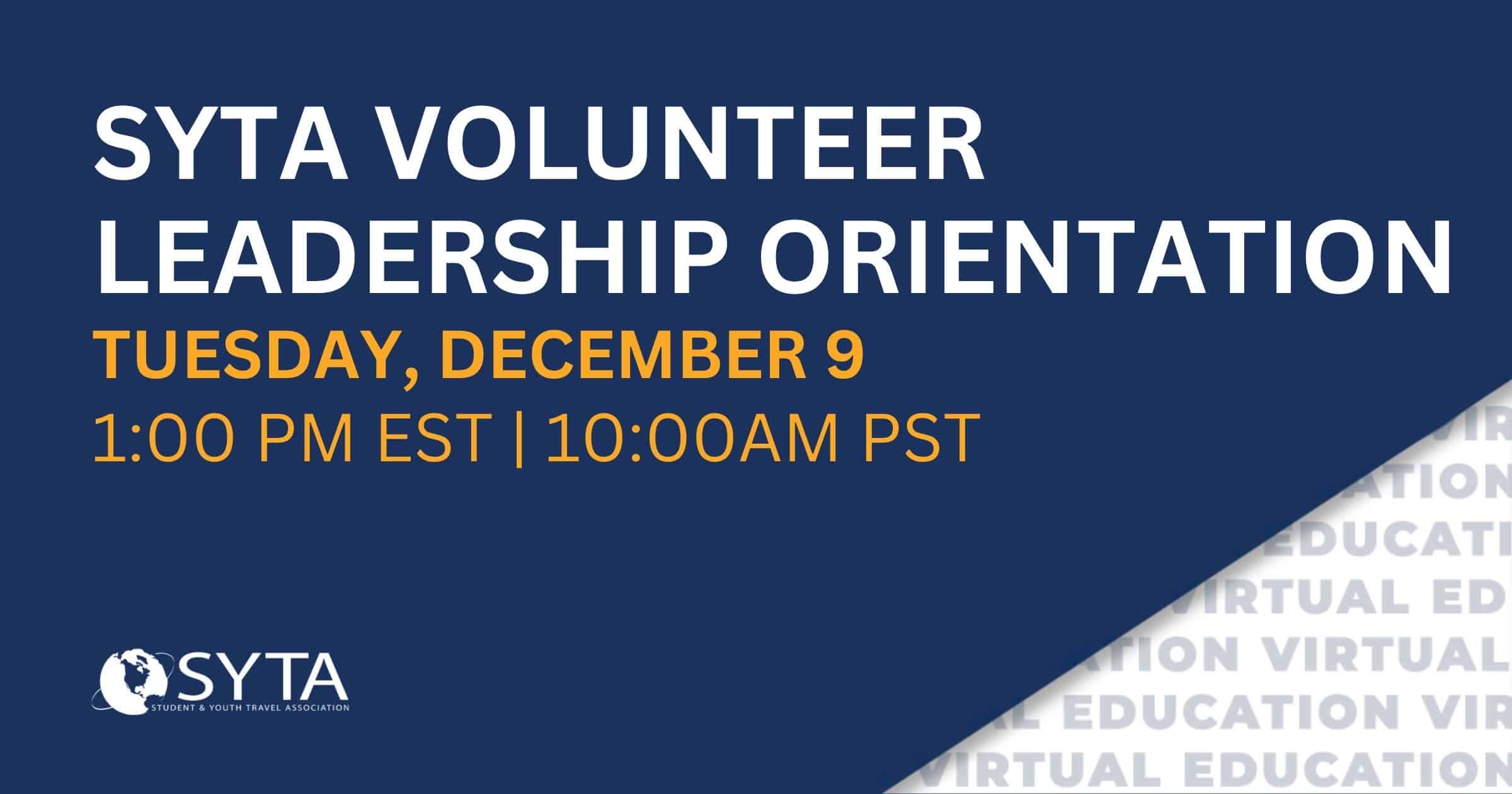 SYTA-VolunteerOrientation-Social SYTA Volunteer Leadership Orientation